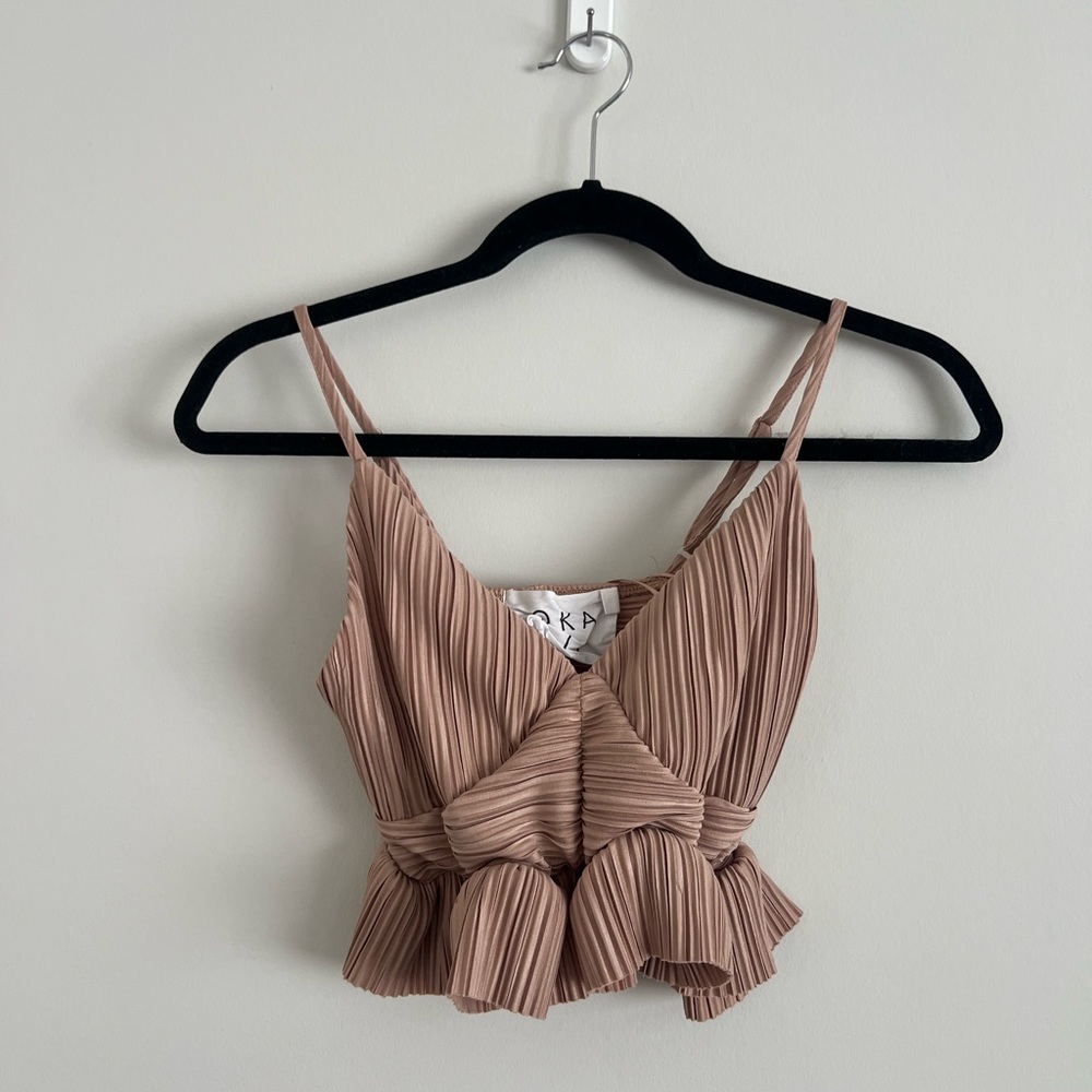 Twist-Front Pleated Camisole in Dusty Rose